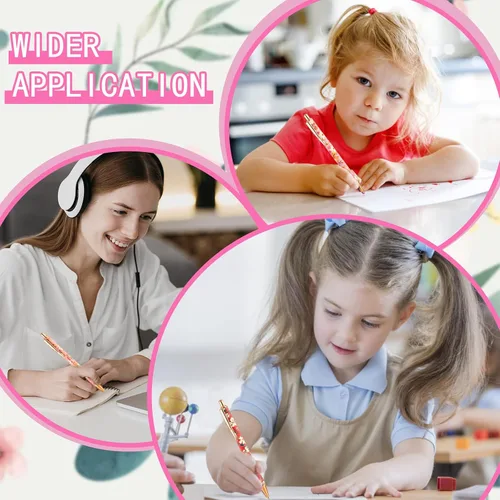 Miniatura 4 de TIESOME 6 piezas de bolígrafos de bola de arte floral, bolígrafo retráctil de 1.0 mm de moda, bolígrafo negro personalizado, adecuado para mujeres