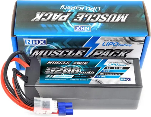 Miniatura 2 de NHX Muscle Pack 4S 14.8V 5200mAh 50C Estuche Duro Lipo Batería con Conector EC3