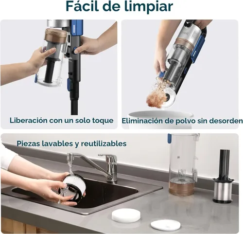 Miniatura 7 de LEVOIT Aspiradora inalámbrica con filtro HEPA, aspiradora de mano con diseño resistente a los enredos, hasta 60 minutos, potente succión, ligera