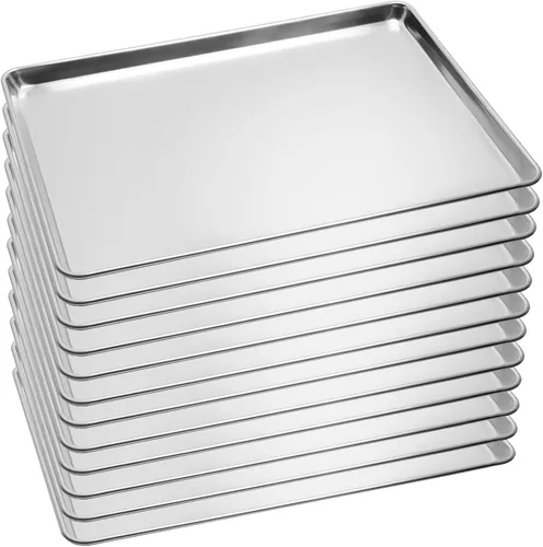 Miniatura 13 de BIEAMA Paquete de 12 bandejas para hornear de tamaño medio, bandeja comercial de aluminio para horno, congelador, panadería, hotel, restaurante, 13
