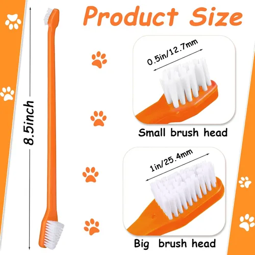 Miniatura 2 de Honeydak Cepillo de dientes para perros, cepillos dentales de doble cabeza, kit de cepillado de dientes para perros, cepillo de dientes de mango