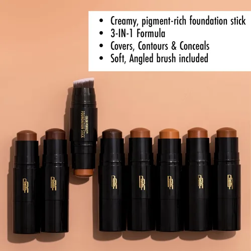 Miniatura 2 de Base de maquillaje en barra Black Radiance Color Perfect con aplicador de cepillo suave en dúo – Fórmula versátil, construible, mezclable y rica