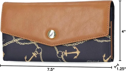 Miniatura 7 de Nautica Money Manager RFID - Cartera delgada y pequeña para mujer - Porta tarjetas de crédito con monedero y cartera con cremallera, organizador
