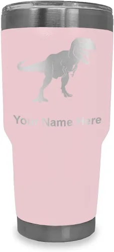 Miniatura 23 de LaserGram Vaso aislado al vacío de 20 onzas, dinosaurio Tiranosaurio Rex, grabado personalizado incluido (negro)