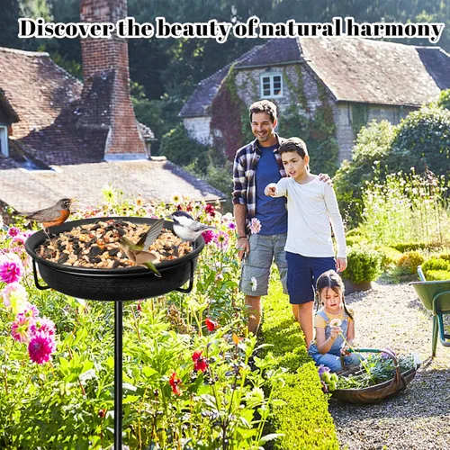 Miniatura 5 de Baño de pájaros independiente de 28 pulgadas, comedero de aves para exteriores, con estaca de metal, desmontable, decoración para spa de aves