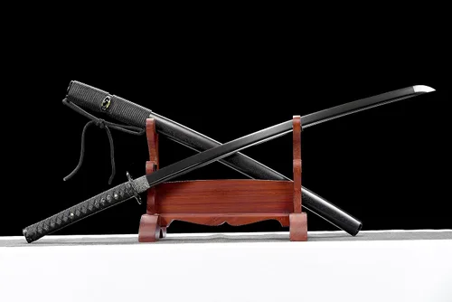 Miniatura 8 de Espada japonesa samurái negra Katana espadas forjadas a mano