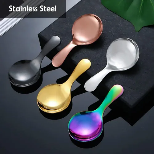 Miniatura 6 de Mini cucharas de acero inoxidable – Cucharas de sal y postre de mango corto para degustación, condimento, café, helado, pastel