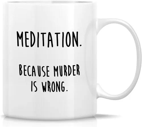 Miniatura 9 de Retreez Divertida taza de yoga con texto en inglés "I Do Yoga Because Punching People Is Frowned Upon Meditation", tazas de café de cerámica de 11