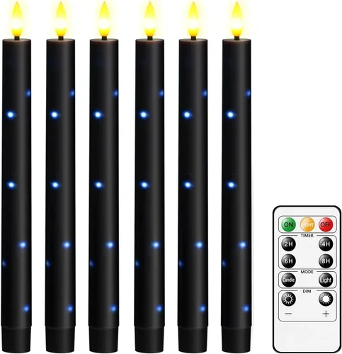 Miniatura 8 de kakoya Velas cónicas sin llama mejoradas con control remoto, 6 piezas de acrílico que funcionan con pilas con palillos de vela, velas LED