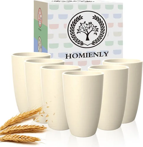 Miniatura 35 de Homienly Juego de vasos apilables con popote de trigo inastillable, vasos de cocina irrompibles para niños y adultos, reutilizables, aptos para 8