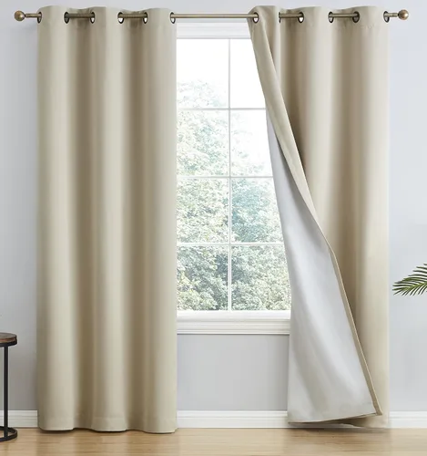 Miniatura 9 de HLC.ME - Cortinas con forro que no deja pasar la luz con doble capa gruesa, cortina con ojales con aislamiento térmico y ahorro de energía para Gris