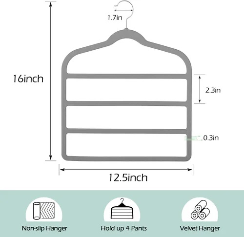 Miniatura 5 de Percha de pantalones de terciopelo que ahorra espacio, antideslizante, percha para pantalones y pantalones cortos, Myfolrena, perchas para jeans