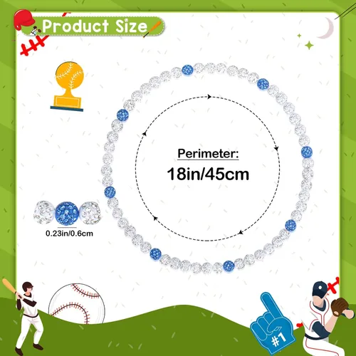 Miniatura 2 de Collar de béisbol Smilelife para niños 18 pulgadas, colección de hielo brillante, cadena de béisbol, diamantes de imitación, accesorios de béisbol