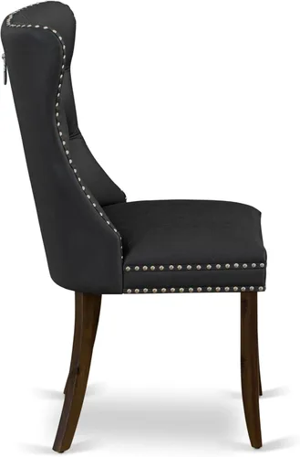 Miniatura 6 de East West Furniture DAP8F12 Dallas Parson - Juego de 2 sillas de cocina tapizadas de piel sintética con botones copetudos, color gris oscuro