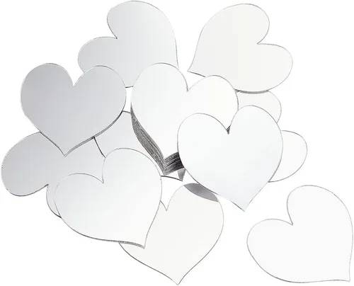 PH PandaHall 50 piezas de mini azulejos de espejo de 2 pulgadas, espejo de corazón acrílico adhesivo pequeño espejo cuadrado mosaico, azulejos de