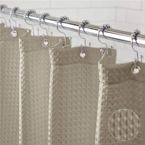 GORILLA GRIP - Cortina de regadera con textura de gofre, tela gruesa y pesada, 72 x 78 pulgadas, resistente a arrugas y óxido, diseño clásico de