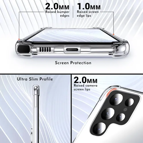 Miniatura 4 de Silverback Funda transparente para Samsung Galaxy S22 Ultra con soporte de anillo, amortiguador de golpes, a prueba de golpes, carcasa para Galaxy