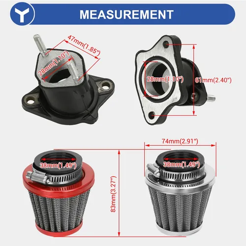 Miniatura 3 de YOXUFA PZ27 Carburador 27mm con cable de estrangulador para ATV 125 cc, 150 cc, 200 cc, 250 cc, Dirt Pit Bike, Go Kart, 4 tiempos TaoTao Apollo