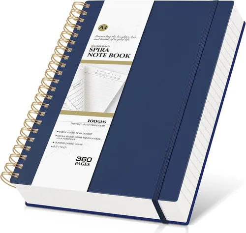 Miniatura 14 de MUAHLIUB Cuaderno de espiral rayado universitario, 360 páginas rayadas gruesas para mujeres y hombres, cuadernos grandes B5 con papel de 100GSM