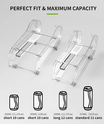 Miniatura 5 de Organizador de latas de soda, paquete de 4, organizadores automáticos de latas para refrigerador, dispensador de latas de doble