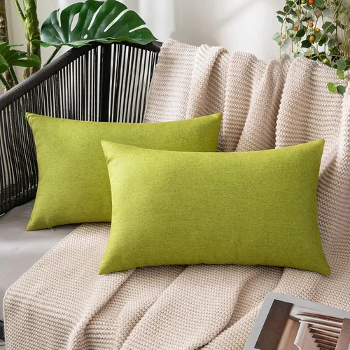 Miniatura 13 de MIULEE Paquete de 2 fundas decorativas para almohadas de exterior, sólidas, impermeables, de lino sintético, estilo granja de jardín, fundas de Óxido