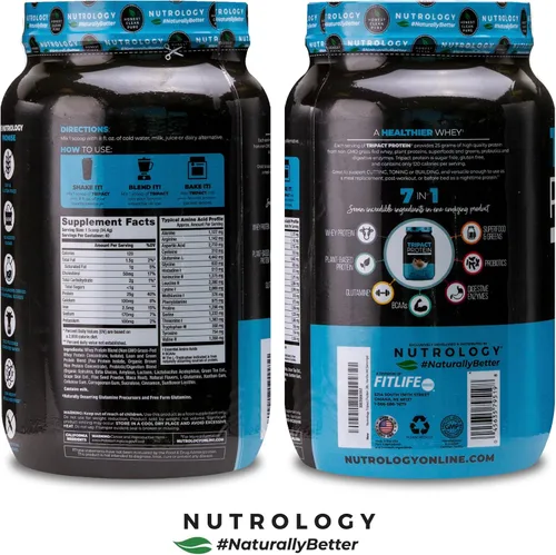 Miniatura 7 de Nutrology TRIPACT Proteína en polvo – Batido de reemplazo de comidas 7 en 1 con proteína de suero en polvo alimentado con hierba, guisante, arroz
