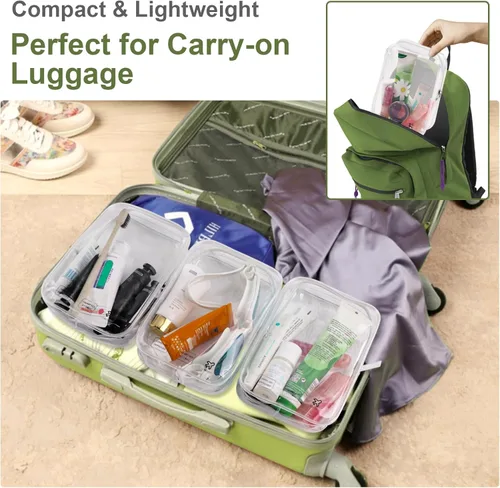 Miniatura 6 de 2 cubos de embalaje de 1 cuarto de galón, bolsa de viaje aprobada por la TSA, bolsa pequeña transparente, bolsa de viaje internacional