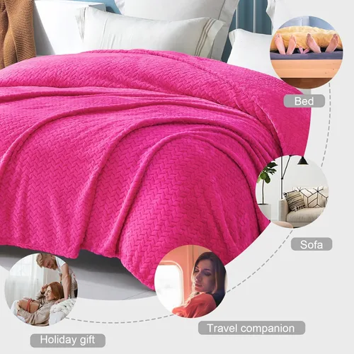 Miniatura 3 de Exclusivo Mezcla Manta de Vellón Tamaño King para Cama, 90x104 Pulgadas Mantas de Franela Jacquard Suaves y Acogedoras, Ligeras Afelpadas Cálidas