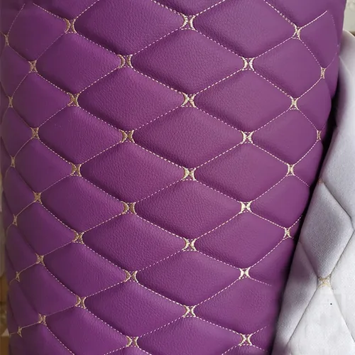 Miniatura 3 de Tela de espuma acolchada de vinilo de piel sintética de diamante con respaldo de espuma de 1/4 pulgadas de grosor para tapicería, cabeceras de Morado