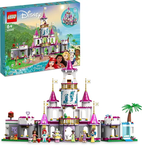 LEGO Disney Princess Ultimate Adventure Castle 43205 Juego de Construcción con 5 Mini Muñecas de Princesas Incluyendo a Ariel, Rapunzel y