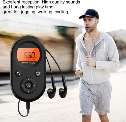 Miniatura 5 de Radio portátil AM FM, radio de bolsillo personal recargable con la mejor recepción, batería de larga duración, auriculares estéreo, pequeñas radios