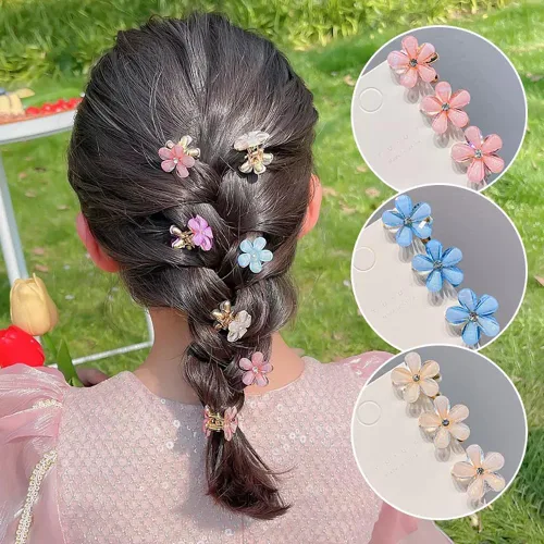 Miniatura 5 de 20 piezas Mini Pinzas para el pelo con flores pequeñas, cristal, diseño de primavera, pinzas para niñas y mujeres, lindos pasadores de pelo