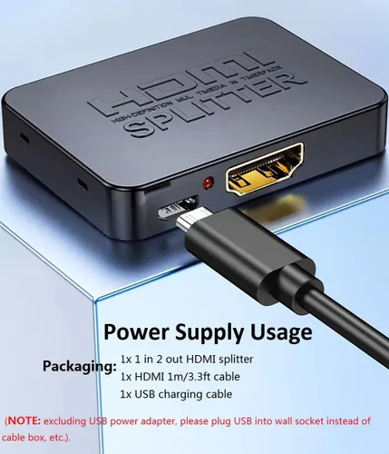 Miniatura 6 de Divisor HDMI 4K 1 en 2 salidas, divisor HDMI para monitores duales, modo espejo para 2 pantallas, salida de audio y video 1080P, compatible con TV