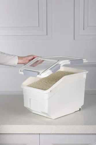 Miniatura 11 de EonTone - Paquete de 4 contenedores de almacenamiento de ingredientes (25 L paquete de 2) (15 L paquete de 2) con ruedas y tapa con traba sellada PP