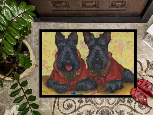 Miniatura 2 de Caroline's Treasures PPP3271MAT Scottish Terrier Scotties Rule Felpudo de 18 x 27 pulgadas, tapete para puerta delantera, interior y exterior