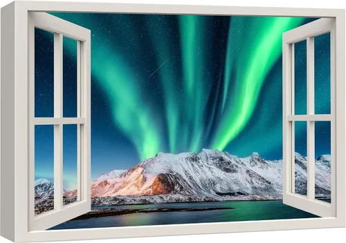 Miniatura 21 de Cuadro decorativo con diseño de ventana moderna blanca con vista, de la marca Wall26®