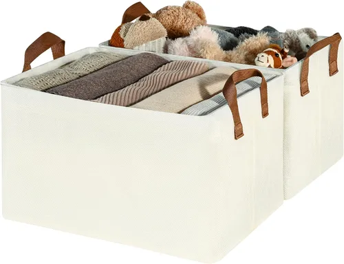 Miniatura 15 de GRANNY SAYS Storage Bins for Closet, Linen Closet Organizers and Storage Baskets with Metal Frame, Shelf Storage Bins for Organizing Bedroom Gris