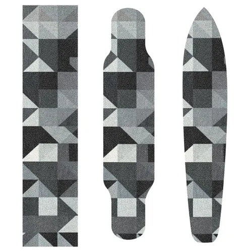Miniatura 3 de Abstracto Negro Gris Geométrico Skateboard Grip Tape 33x9inch Papel de lija Longboard Scooter Griptape Diseño antideslizante y anti-desgarro