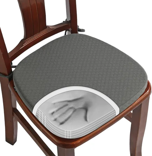 Miniatura 26 de BUYUE Cojines de Espuma Viscoelástica de Lujo para Sillas, Paquete de 6, Jacquard 16" en Forma de U, Cojines Cómodos para Sillas de Comedor, Borgoña