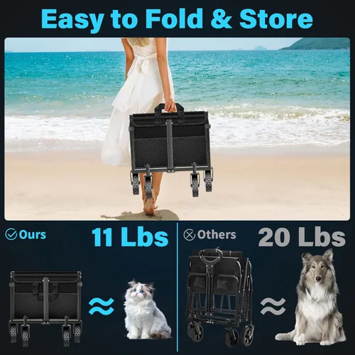 Miniatura 3 de Carro plegable con ruedas: Carro de utilidad plegable de 360LBS de alta resistencia - Carro de compras portátil todo terreno para compras