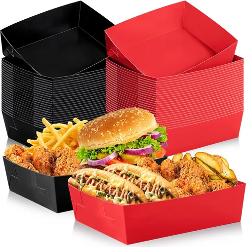 Miniatura 11 de Uiifan 50 bandejas de papel extra grandes de 5 libras desechables para alimentos, barco, nachos, bandejas para servir aperitivos, resistentes a