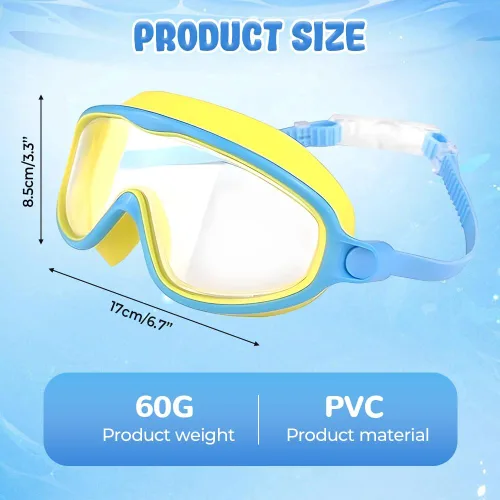 Miniatura 3 de Gafas de natación de marco grande impermeables y antivaho para niños, gafas de natación de visión amplia de verano 2025 para niños y niñas Azul
