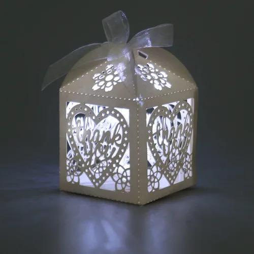 Miniatura 2 de COTOPHER Cajas cortadas con láser, 60 cajas de regalo de agradecimiento, cajas de regalo de boda, cajas de dulces de encaje para bodas, despedidas