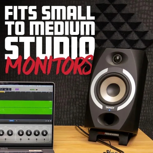 Miniatura 4 de Gator Frameworks Soporte de escritorio con abrazadera para monitor de estudio y altavoz con superficie acolchada de espuma EVA, ángulo ajustable
