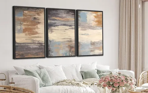 Miniatura 7 de ASDCEUTICALS Lienzo grande para pared, cuadros abstractos marrones para sala de estar, decoración de pared retro estética, pinturas rústicas, obras