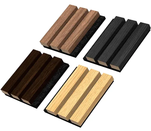 Miniatura 10 de 4 piezas de paneles de pared de listones de madera, paneles insonorizantes de 92.5 x 11 pulgadas para paredes, paneles de pared de madera para Gris