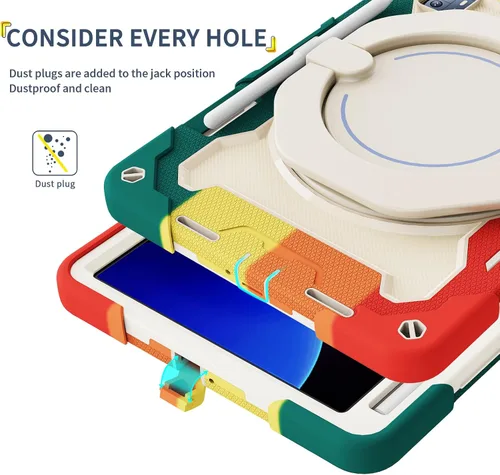 Miniatura 4 de Funda de silicona para tablet Xiaomi Mi Pad 5 Pro de 12.4 pulgadas, a prueba de golpes con soporte para lápices, correa para el hombro, soporte
