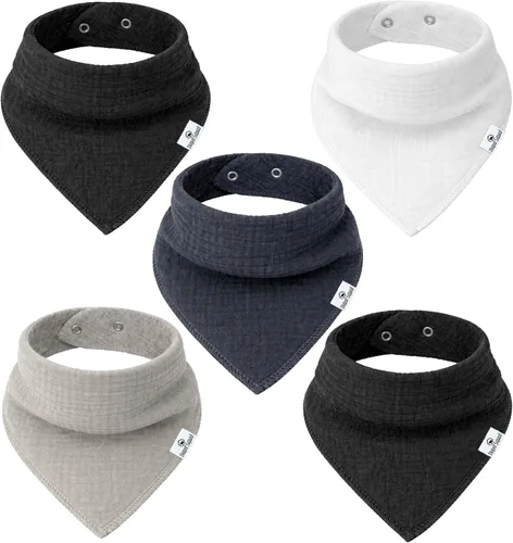Miniatura 32 de DiaperSquad's 100% Organic Cotton Baby Drool Bibs, Super Absorbent & Adjustable Baby Bibs for Drooling and Teething Neutro