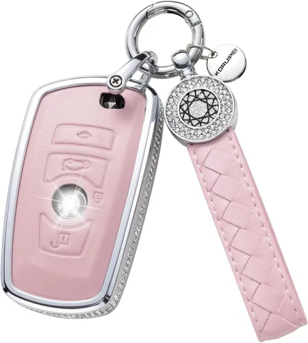 Miniatura 18 de Funda para Llave Honda con Llavero, Carcasa Protectora de Cuero Genuino Rosa con Cristales Compatible con Honda Accord Civic CRV Pilot Odyssey 2022