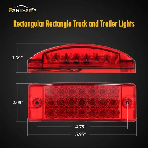 Miniatura 4 de Partsam 2 luces LED rectangulares rojas de 6 pulgadas y luces de remolque de holgura, 21 diodos con reflectores, impermeables, 12 V, selladas, 6 x